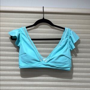 Women's Blue Ruffle Sleeve Bikini 👙 Top